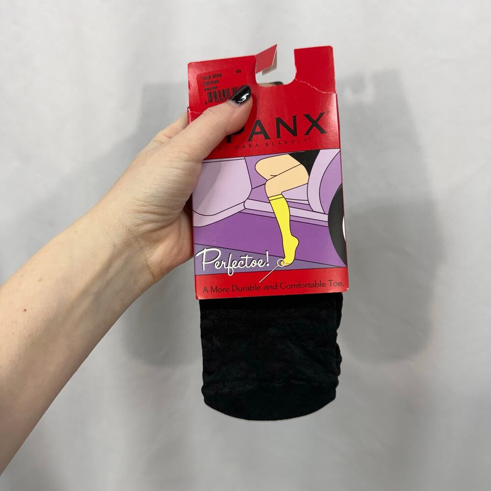 Spanx Perfectoe! Black Knee High Stockings Floral Pattern NWT One Size